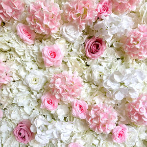 Hermosas Decoraciones de Pared de Flores Rosadas de Seda Artificial de Lujo, Rollo 3D/5D de Rosas Blancas para Bodas, Fondo de Pared Floral de 8 pies x 8 pies - Product Image 4