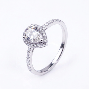 Nouvelle conception, bague de fiançailles en moissanite taille poire 2,29 carats, en argent sterling 925 plaqué rhodium, élégante pour mariage - Product Image 2