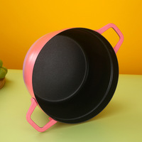 Marmite à soupe en céramique et aluminium à double anse grande capacité, pot émaillé domestique, design universel, idéal comme cadeau