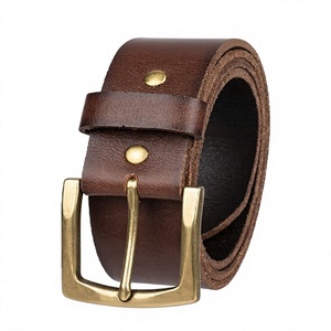 Cinturón de Cuero Vacuno Vintage de Primera Calidad para Hombre - Cinturón Retro de Cuero Genuino para Jeans con Hebilla Clásica - Product Image 3