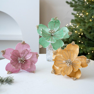 22cm Magnolias <b>Christmas</b> <b>Flowers</b> Glittering Magnolia <b>Flowers</b> Artificial <b>for</b> <b>Christmas</b> <b>Tree</b> Decorations,Wreathsdecor - Product Image 3