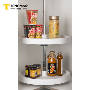 Prix d'usine 18 pouces blanc gris rotatif étagère à épices organisateur rond deux pneus en plastique paresseux Susan ensemble - Product Image 6