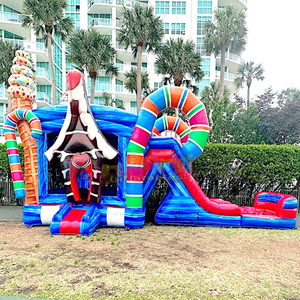 Castillo inflable comercial al por mayor, combo de castillo inflable con tobogán, casa de brinco con tobogán acuático para niños - Product Image 1