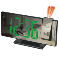Nouvelle arrivée écran couleur numérique créatif température multifonction miroir LED grande horloge de projection