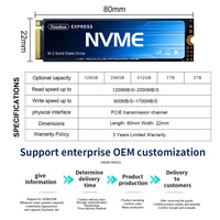 SSD NVME3.0 2280 Kecepatan Campuran dengan Chip Bekas M.2 NVME PCIE 3.0 Ymeiton 128GB 256G PCIE3.0 untuk Laptop Internal Solid State Disk
