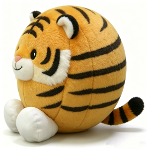 Customized Chubby Round Tiger Plush,Fluffy Orange Tiger Plush Toy,Cute Cartoon Tiger Stuffed Animal,Soft Round Tiger <b>Pillow</b> - Product Image 3