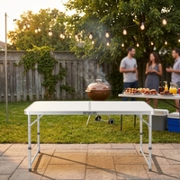 Table pliante moderne en alliage d'aluminium de 120 cm, portable, hauteur réglable, pour camping, pique-nique, barbecue, réunion, fête en extérieur