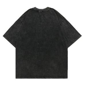 T-shirt en coton 100% de qualité supérieure pour homme, logo personnalisé, été, lavage à l'acide, vintage, unisexe, streetwear, motif croisé, surdimensionné - Product Image 2