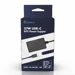 Boxput AC Power Adapter Cho Raspberry Pi 5 5.1V 5A Loại C Cổng Cung Cấp Điện 100-240V Đầu Vào Đa Mạch Bảo Vệ Chúng Tôi Sạc