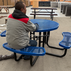 आउटडोर पार्क नगर निगम के साथ थर्माप्लास्टिक स्टील वाणिज्यिक पिकनिक टेबल बेंच बाहर आँगन धातु दौर भोजन पिकनिक टेबल चा - Product Image 2
