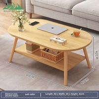 Table basse ovale en bois massif Wayon avec étagère de rangement inférieure, idéale pour ranger des livres, un ordinateur portable et des objets de décoration intérieure