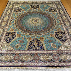 พรมเปอร์เซียผ้าไหม100% คุณภาพสูงขนาด6x9x12พรมเปอร์เซียดีไซน์ทรงโดมสำหรับห้องนั่งเล่นคฤหาสน์ - Product Image 1