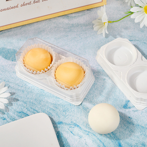 Hai gói Mochi bao bì nhựa hộp hai lưới tráng miệng đóng gói hộp với nắp trong suốt bánh <span class=keywords><strong>Sushi</strong></span> Bánh Mochi <span class=keywords><strong>container</strong></span> - Product Image 1