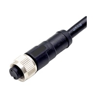 Capteur circulaire femelle M12 2 broches câble PUR droit surmoulé 1M étanche IP67 DIN Type 2A laiton évalué pour les signaux d'alimentation