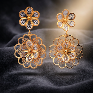 Pendientes Colgantes de Plata de Ley 925 con Doble Flor, Chapados en Oro Rosa, Delicados y Minimalistas, Regalo de Boda, Joyería de Moda para Mujer - Product Image 3