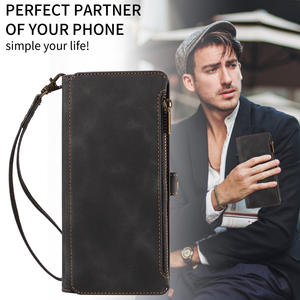 Funda de teléfono de cuero de gran <span class=keywords><strong>capacidad</strong></span> con cremallera, cartera, tarjetero, funda con tapa, funda para teléfono para Samsung Galaxy S24 <span class=keywords><strong>Ultra</strong></span> S23 24 Plus - Product Image 3