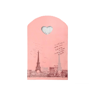 Bolsas de Polietileno HOYO de 13 x 21 cm (5.1 x 8.3 Pulgadas) con Diseño de Paisaje Urbano de París <span class=keywords><strong>en</strong></span> Color <span class=keywords><strong>Rosa</strong></span>, Bolsas con Orificio <span class=keywords><strong>en</strong></span> Forma de Corazón para Joyería, Dulces y Artículos de Boutique - Product Image 1