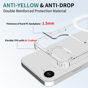 Coque de protection antichoc et anti-poussière noire transparente magnétique anti-rayures pour iPhone 17e - Product Image 3