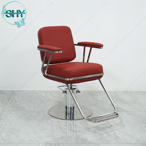 Nuevas tendencias moderno barato oro rosa Acero inoxidable Base peluquería Estilo silla peluquería corte Silla de peluquero para la venta - Product Image 5