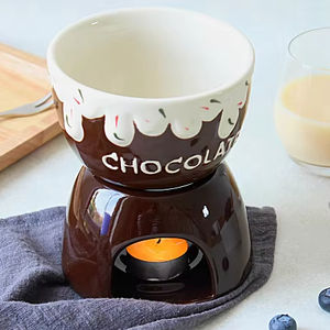 Tasses à fondue au chocolat multifonctionnelles en céramique avec fourchettes, outils à <span class=keywords><strong>fromage</strong></span> personnalisés, pot à chocolat pour ustensiles de cuisine - Product Image 1