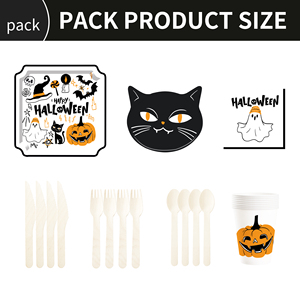 DAMAI Halloween Black and White Ghost Tableware Set and Disposable Paper Dinner Plates Dessert Plates Tableware Sets - Product Image 6