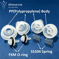Válvula de Retención de Plástico ZDVseal de 20 mm, Conexión Rápida, Tipo Push-to-Connect, Material PP, para Líquidos y Aire