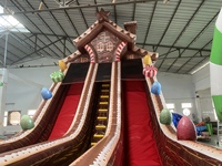 Perosotan Tiup Natal Bentuk Gingerbread 9x4.2x6m |   Gapura Permen Tongkat untuk Sewa Pesta Liburan