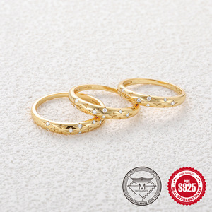 Fashion Fine Jewelry Little Star Design anelli <span class=keywords><strong>da</strong></span> dito <span class=keywords><strong>anello</strong></span> in Moissanite placcato oro in <span class=keywords><strong>argento</strong></span> Sterling 925 per le donne - Product Image 3