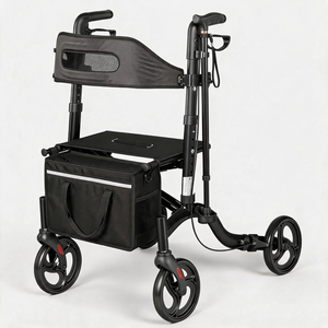 <span class=keywords><strong>Déambulateur</strong></span> avec siège, porte-canne intégré et porte-gobelet, pliable, capacité de 350 lb, <span class=keywords><strong>déambulateur</strong></span> à 4 roues <span class=keywords><strong>pour</strong></span> personnes âgées, roues de 8 pouces - Product Image 1