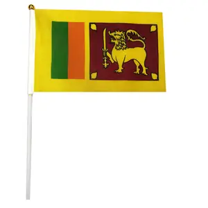 Polyester ülke küçük bayrak, stok toptan baskılı Sri Lanka el bayrağı sallayarak için