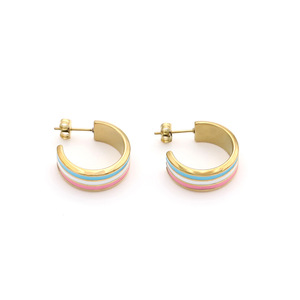 Cuff Earrings Gold Colorful Stripe Geometric Design Fashion Jewelry for Women - Product Image 5