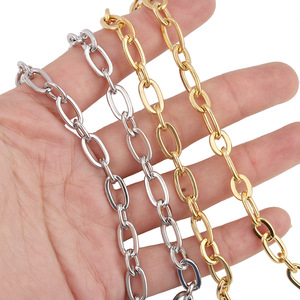 Stainless Steel Gold Plated Chain 18k Flattened O Shape For <b>Bags</b> Sweaters DIY Jewelry <b>Accessories</b> European American Style - Product Image 3