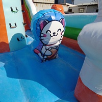 Château gonflable pour enfants avec toboggan, motif astronaute, lapin et chat de dessin animé, pour fêtes en plein air et aires de jeux