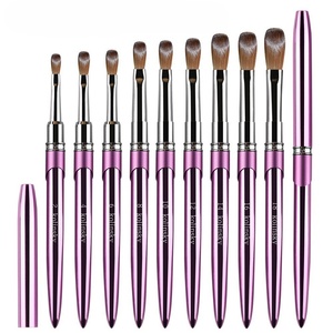 Custom Logo 100% Kolinsky Hair Nail <b>Brush</b> Matte pink Metal Handle with <b>Round</b> Oval Head for Acrylic Nails Art #2-#18 - Product Image 1