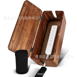 Caja de gestión de cables de madera con tapa, almacenamiento rectangular de escritorio para cables y cables de datos, portátil, multiusos, a prueba de polvo - Product Image 2