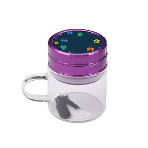 Logo personnalisé Nouveau design Moulin à tabac avec poignée moderne pour le stockage des herbes dans les tasses en verre Moulin à tabac <span class=keywords><strong>manuel</strong></span> à 3 niveaux - Product Image 4