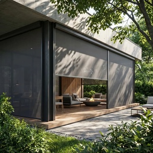 Stores à enroulement motorisés coupe-vent sur mesure <span class=keywords><strong>avec</strong></span> rails latéraux pour terrasse de jardin - Product Image 4