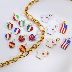 Heart National Flag Stainless Steel 18K Gold Pvd Plated DIY Pendant Jewelry Pendant <strong>Charms</strong> - Product Image 5