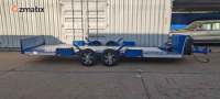 Remorque plateau robuste Blue Beaver Tail à plateforme élargie avec roue de secours, dimensions personnalisées pour le transport de machines de construction