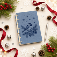 Carnet personnalisé de Noël bleu marine, couverture rigide en lin A5, reliure cousue, 80 feuilles, impression numérique, cadeau d'entreprise