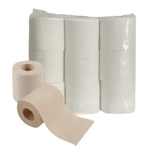 Rollos de papel higiénico de pulpa de bambú, bolsa sin blanquear