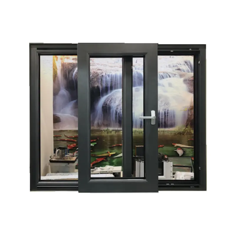 Cadre de fenêtre coulissante à revêtement en poudre coupe-vent aux couleurs personnalisées Fenêtre coulissante en aluminium avec dessus en arc