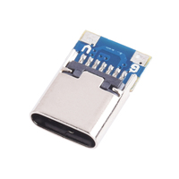 Receptáculo hembra Tipo-C con PCB, cable de soldadura de 2 pines, resistencia individual de 5.1KΩ, conector de alimentación USB-C para cable de carga y proyectos DIY