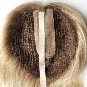 Perruque à cuticules 100% naturelles remy <span class=keywords><strong>pour</strong></span> femmes, <span class=keywords><strong>postiche</strong></span> avec <span class=keywords><strong>filet</strong></span> de poisson et haut en soie, attaché à la main, TP27 - Product Image 6