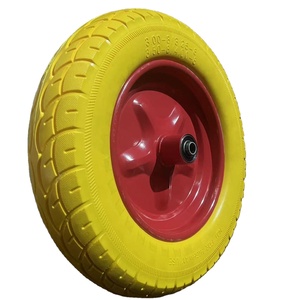 Neumático de espuma de PU maciza 4.80/4.00-8 para carretilla, antipinchazos, con rodamientos de 5/8" y 3/4", para carretilla de mano, carrito de herramientas, negro, 16 pulgadas - Product Image 1