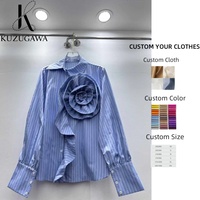 Chemises à manches longues à fleurs 3D et volants, style patchwork, coupe ample décontractée, col rabattu, boutonnage simple, chemises tendance
