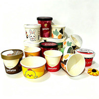 Gobelet et bol à glace en papier à paroi simple, biodégradable, écologique, jetables, avec couvercle, impression de logo personnalisée