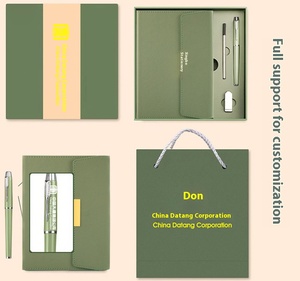 Cao cấp tùy chỉnh da Bìa kinh doanh Hộp quà tặng túi từ máy tính xách tay với Refill và USB Flash Drive Set - Product Image 5