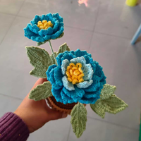 Fleur de pivoine en crochet 3D faite à la main avec vase, fleur artificielle réaliste tricotée, cadeau parfait pour la fête des mères et la décoration de la maison