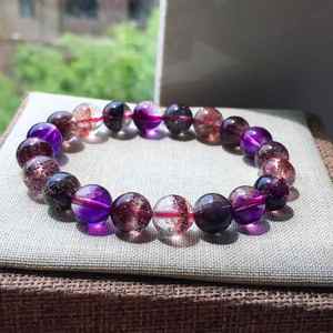 Pulsera de cristal de Cuarzo rutilado púrpura natural súper 7 semipreciosa al por mayor para regalos de joyería - Product Image 6